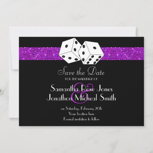 Save The Date Las Vegas Thème Enregistrer la date Purple Faux Pa (Devant)