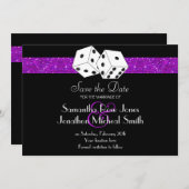 Save The Date Las Vegas Thème Enregistrer la date Purple Faux Pa (Devant / Derrière)