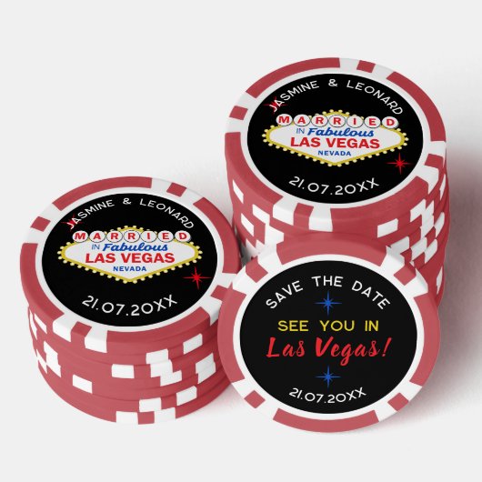 Save the Date Las Vegas Wedding Favor Poker Chips (Opstapeling)