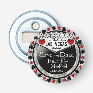 Save the Date Las Vegas - Zilver & Rood Button Flesopener