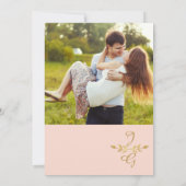 Save The Date Laurel Leaf Blush Pink Gold Enregistrer la date Ph (Dos)