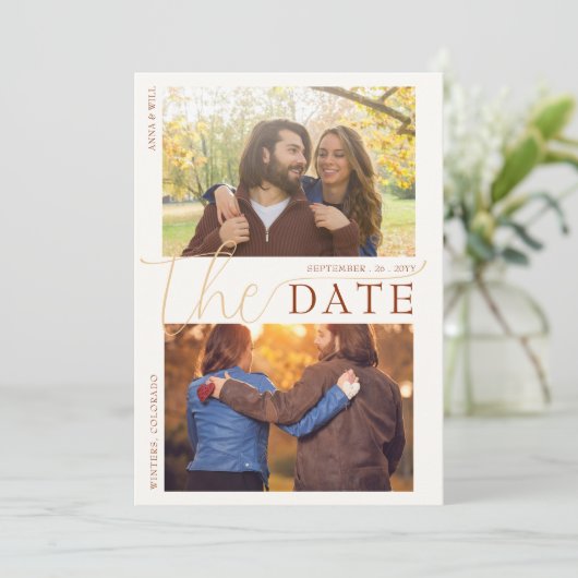 Save The Date L'automne quitte Terracotta Mariage de automne mod (Debout devant)