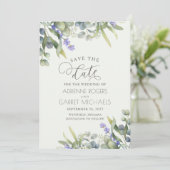 Save The Date Lavande avec Eucalyptus & Mariage vert (Debout devant)