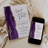 Save The Date Lavande d'agate d'or violet moderne Enregistrer la