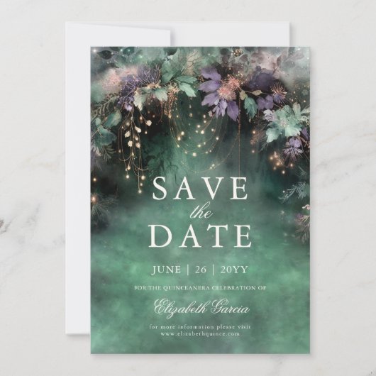 Save The Date Lavande de forêt enchantée Quinceanera (Devant)