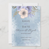 Save The Date Lavande Et Fleurs Beiges (Devant)