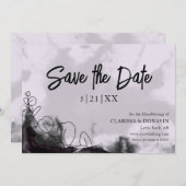 Save The Date Lavande Et Floral Gothique Noir Enregistrer La Car (Devant / Derrière)