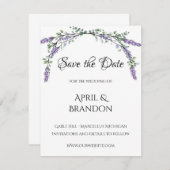 Save The Date Lavande et Mariage d'eucalyptus (Devant / Derrière)