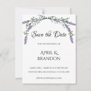 Save The Date Lavande et Mariage d'eucalyptus