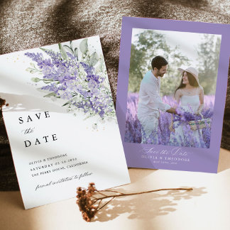 Save The Date Lavande et vert sauge Photo de mariage floral