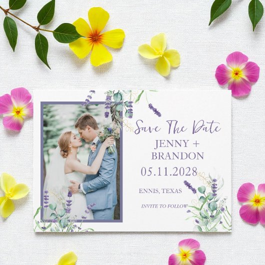 Save The Date Lavande Eucalyptus Herbes Florales Photo