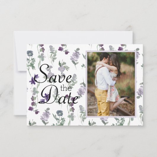 Save The Date Lavande Fleur sauvage aquarelle (Devant)