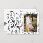Save The Date Lavande Fleur sauvage aquarelle (Devant / Derrière)