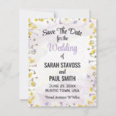 Save The Date Lavande fleur sauvage et mariage floral jaune (Devant)