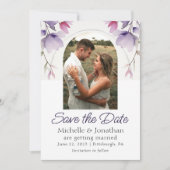 Save The Date Lavande Florale Photo Bible Verse Mariage (Devant)