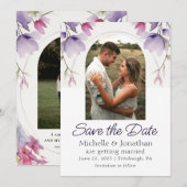 Save The Date Lavande Florale Photo Bible Verse Mariage (Devant / Derrière)