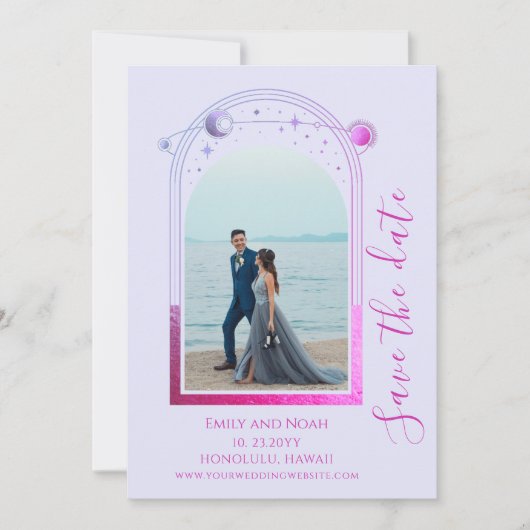 Save The Date Lavande Mystique Rose Sun Moon Star Space (Devant)