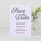 Save The Date Lavande Pastel et Rayure Blanche (Debout devant)