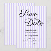 Save The Date Lavande Pastel et Rayure Blanche (Devant / Derrière)
