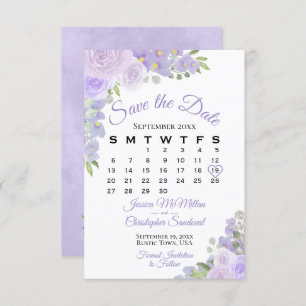 Save The Date Lavande Purple Aquarelle Florale Calendrier Mariag
