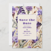 Save The Date Lavande Purple Floral Mariage élégant (Devant)