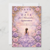 Save The Date Lavande Rose Conte de Fées Quinceañera (Devant)