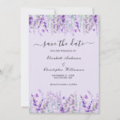 Save The Date Lavande Verdure Floral Aquarelle Formal Elégant (Devant)