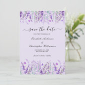 Save The Date Lavande Verdure Floral Aquarelle Formal Elégant (Debout devant)