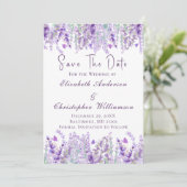 Save The Date Lavande vert violet Aquarelle Florale Élégante (Debout devant)