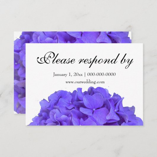 Save The Date Lavande violet Hydrangeas violet Fleurs RSVP (Devant / Derrière)