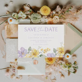 Save The Date Lavande violette et Mariage floral jaune