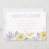 Save The Date Lavande violette et Mariage floral jaune (Devant)