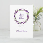 Save The Date Lavander couronne mariage enregistrer la date (Debout devant)