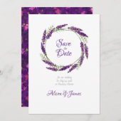 Save The Date Lavander couronne mariage enregistrer la date (Devant / Derrière)