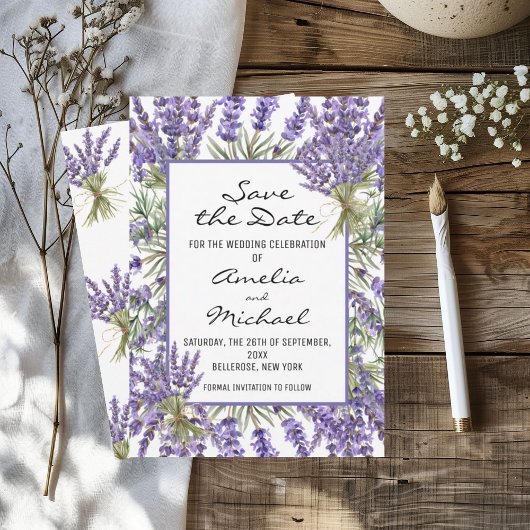 Save The Date Lavender Blossom Garden Wedding