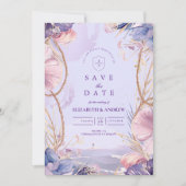 Save The Date Lavender Coastal Seashell Rope Wedding (Devant)