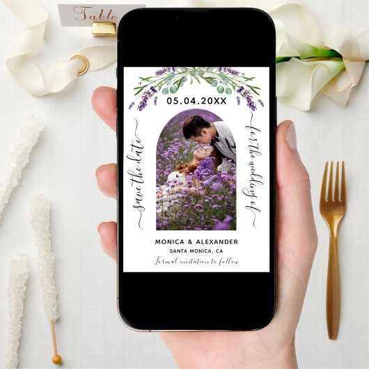Save The Date Lavender eucalyptus photo QR mariage enregistrer l