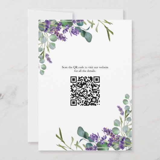 Save The Date Lavender Eucalyptus QR code Mariage vert (Dos)