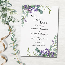 Save The Date Lavender Eucalyptus QR code Mariage vert