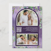 Save The Date Lavender Eucalyptus QR Code Photo Mariage violet (Dos)