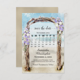 Save The Date Lavender Floral Beach Arbor & Calendrier Mariage