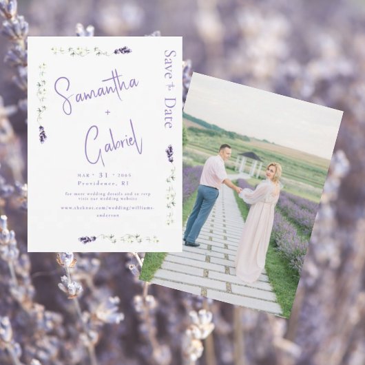 Save The Date Lavender Floral Photo Enregistrer la date