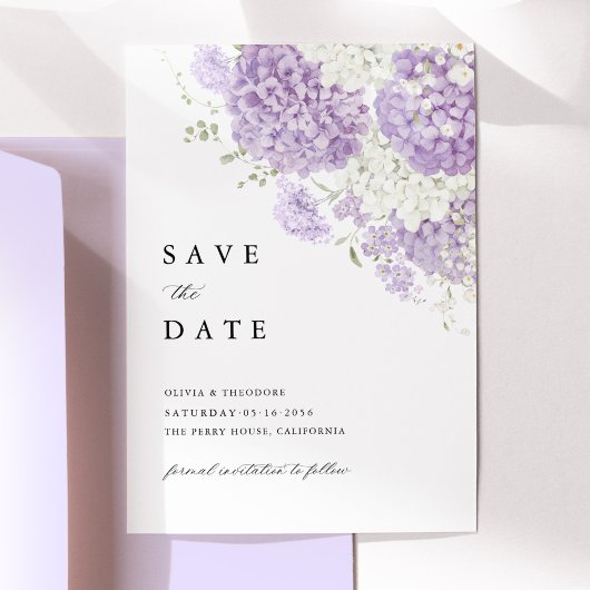 Save The Date Lavender Lilac White Floral Wedding