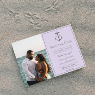 Save The Date Lavender Nautical Monogramme Photo Enregistrer la 