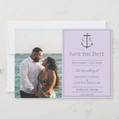 Save The Date Lavender Nautical Monogramme Photo Enregistrer la  (Devant)