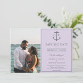 Save The Date Lavender Nautical Monogramme Photo Enregistrer la  (Debout devant)