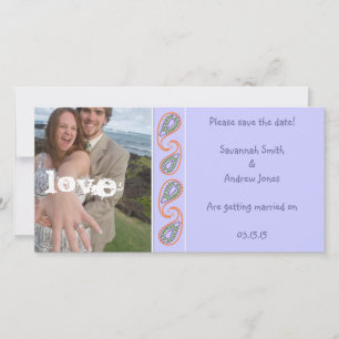 Save The Date Lavender Paisley Enregistrer la date Votre photo