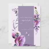 Save The Date Lavender Poppy Floral Mariage Sauvez Notre Date (Devant)