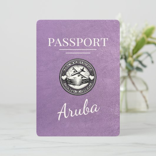 Save The Date Lavender Purple Aruba Passeport Enregistrer La Dat (Debout devant)
