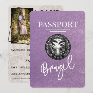 Save The Date Lavender Purple Brésil Passeport Enregistrer La Da